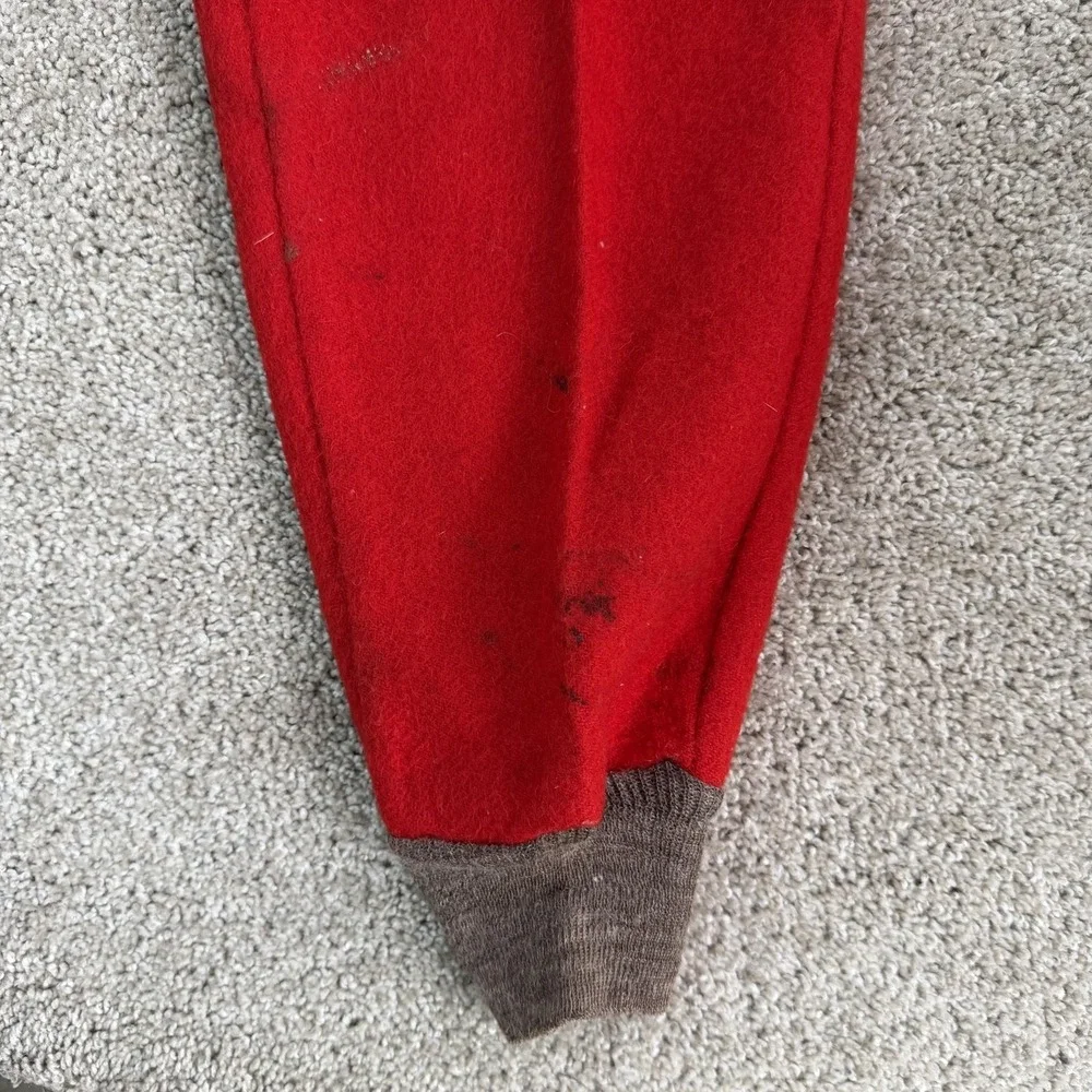Vintage Duxbak Snow Pants Mens Medium Red Wool Lined Cuffed Winter Workwear
